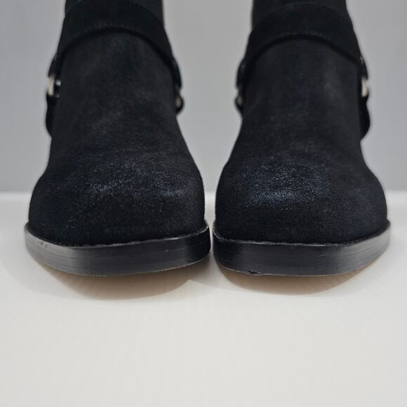 NEW Paige Edie Ankle Bootie Womens 8.5 Black Suede Harness Western Block Heel - Picture 7 of 15